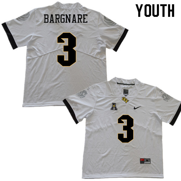 Youth #3 Jaquarius Bargnare UCF Knights College Football Jerseys Sale-White